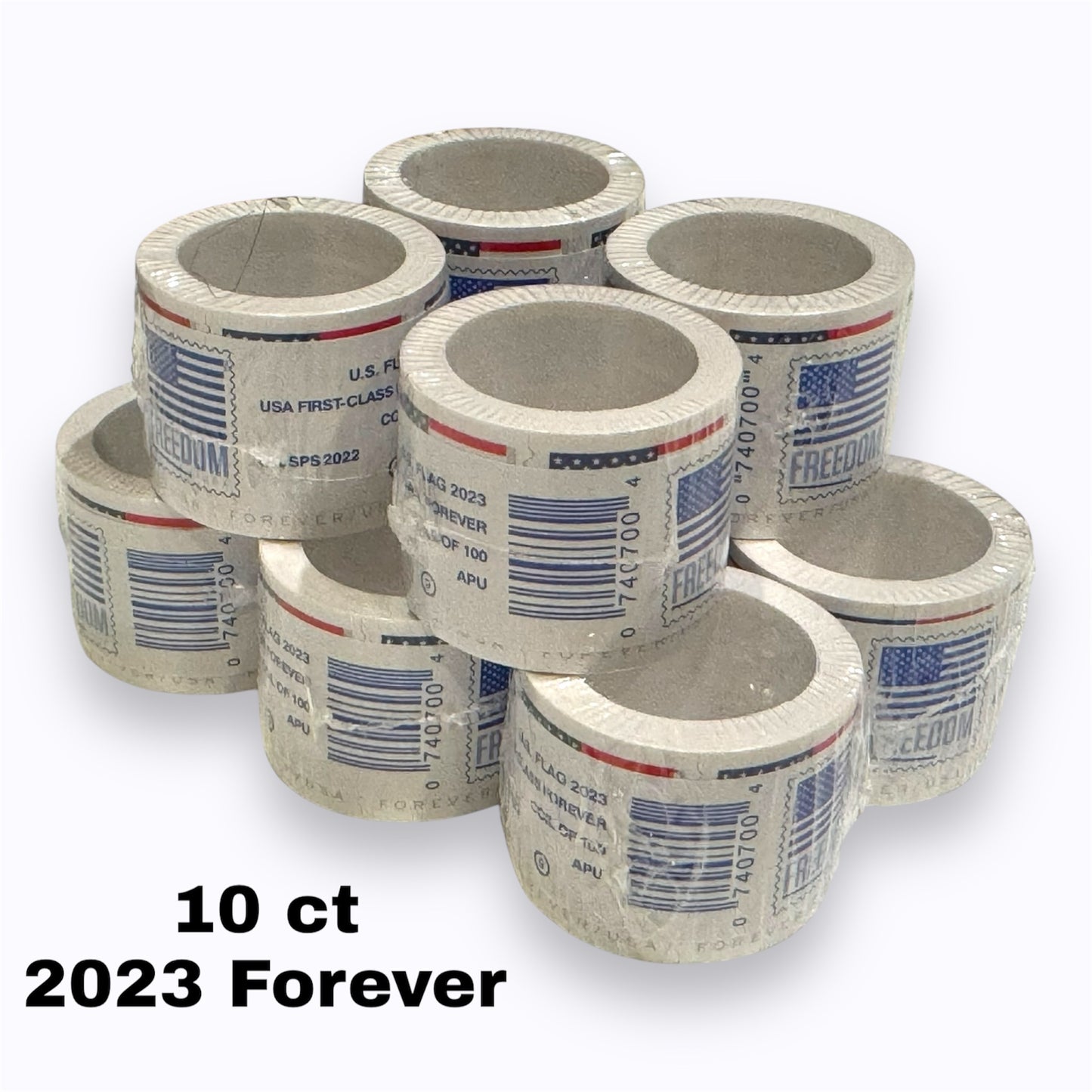 (10) 2023 Forever Stamps US Flag First Class Postage Stamps Coil of 100 PCS/Roll