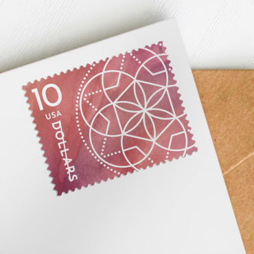 $10 Floral Geometry Stamps - Sheet of 4