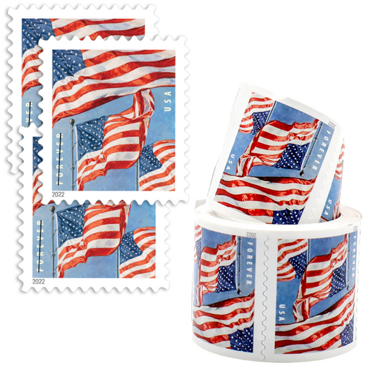 2022 Forever Stamps US Flag First Class Postage Stamps Coil of 100 PCS/Roll