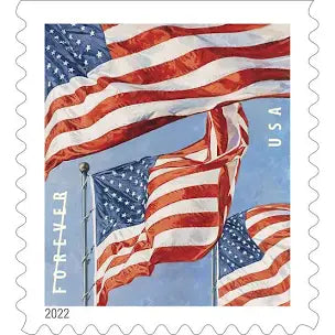 500- Booklets of 20ct 2022 Forever Flags First Class Stamps - ( Equal to 100 Rolls / 10,000 Stamps )