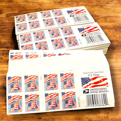 500- Booklets of 20ct 2022 Forever Flags First Class Stamps - ( Equal to 100 Rolls / 10,000 Stamps )