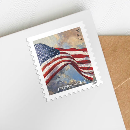 500- Booklets of 20ct 2024 Forever Flags First Class Stamps - ( Equal to 100 Rolls / 10,000 Stamps )